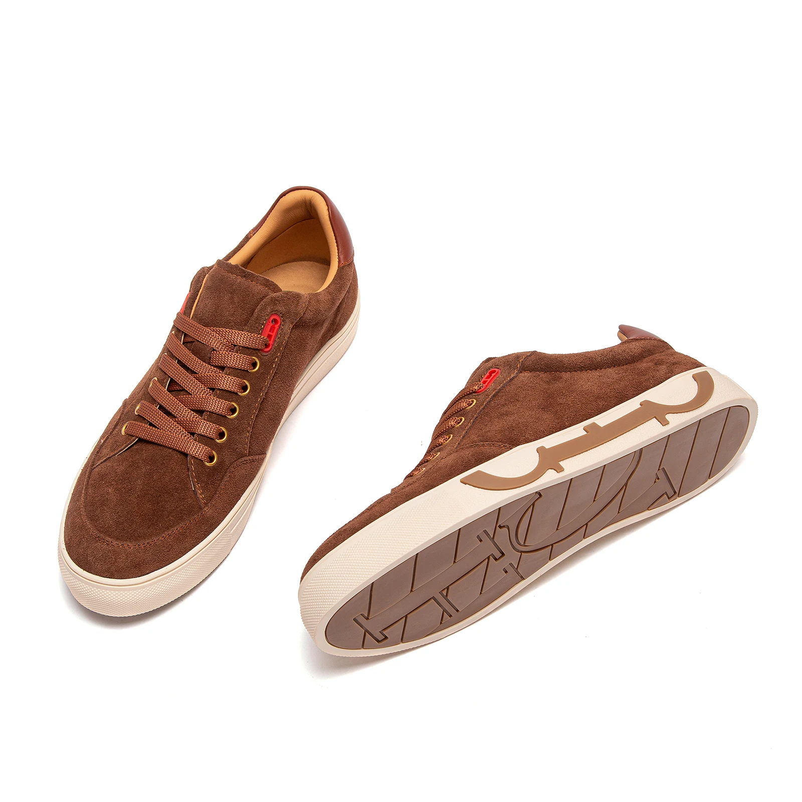 Men's 2025 new luxury brand high-grade leather casual shoes flat bottom breathable comfortable board shoes coffee color - Image 5