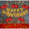 Generic Red And Golden Happy Anniversary Decorations Set Of Metallic Balloons (Multicolor)