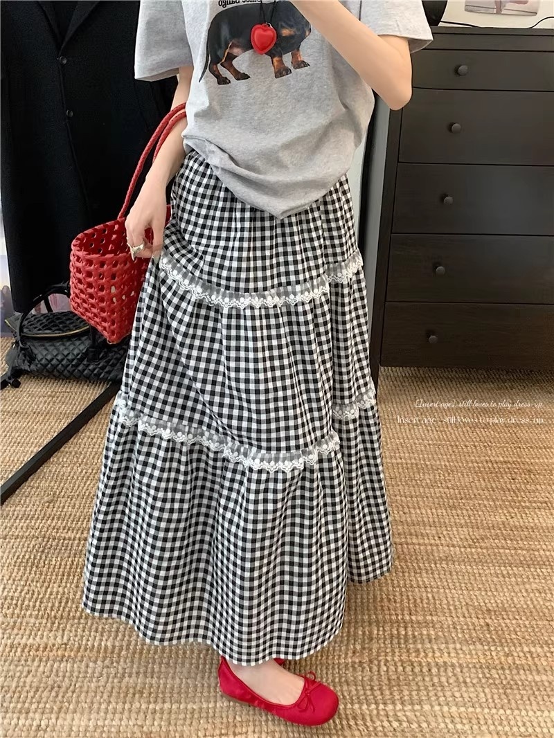 Fresh And Sweet Blue Plaid Cake Skirt - Image 3